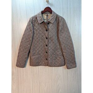 Burberry Brit Quilted Jacket Women’s Nova Check Lined Beige Coat Medium
